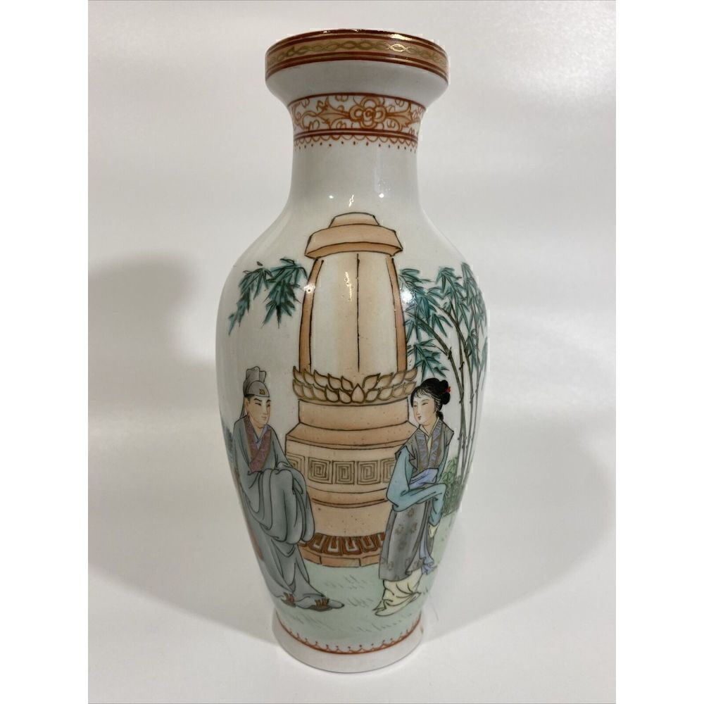 Chinese‎ 20th Century Handpainted Marriage Story Poem Figural Vase Porcelain